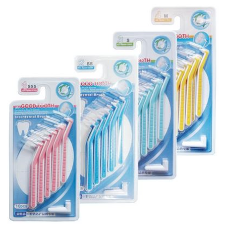 Mr Good Tooth Interdental Brush, Angled, 10pcs/card X 4